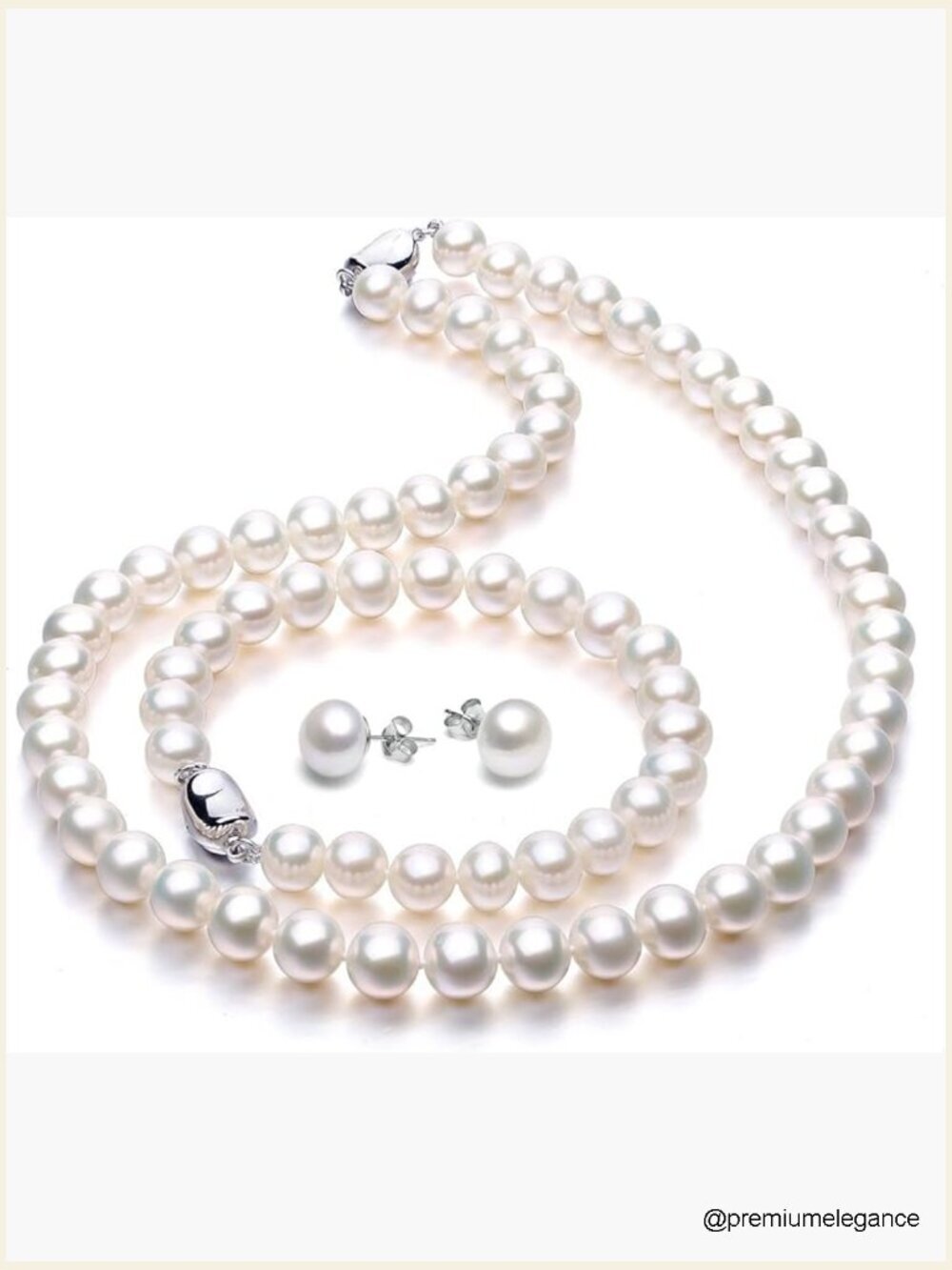 Freshwater Cultured Pearl Necklace Bracelet Earrings Set Sterling Silver 18"